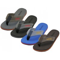 M3668  - Wholesale Men's " Wave " Soft Comfortable Sport Fiber Upper Thong Sandals ( Asst. Black, Blue, Brown & Gray )